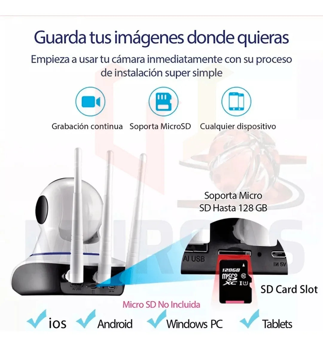 CAMARA DE SEGURIDAD WIFI  3 ANTENAS  ROBÓTICA
