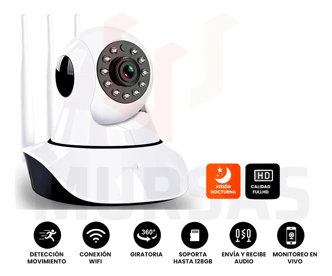 CAMARA DE SEGURIDAD WIFI  3 ANTENAS  ROBÓTICA
