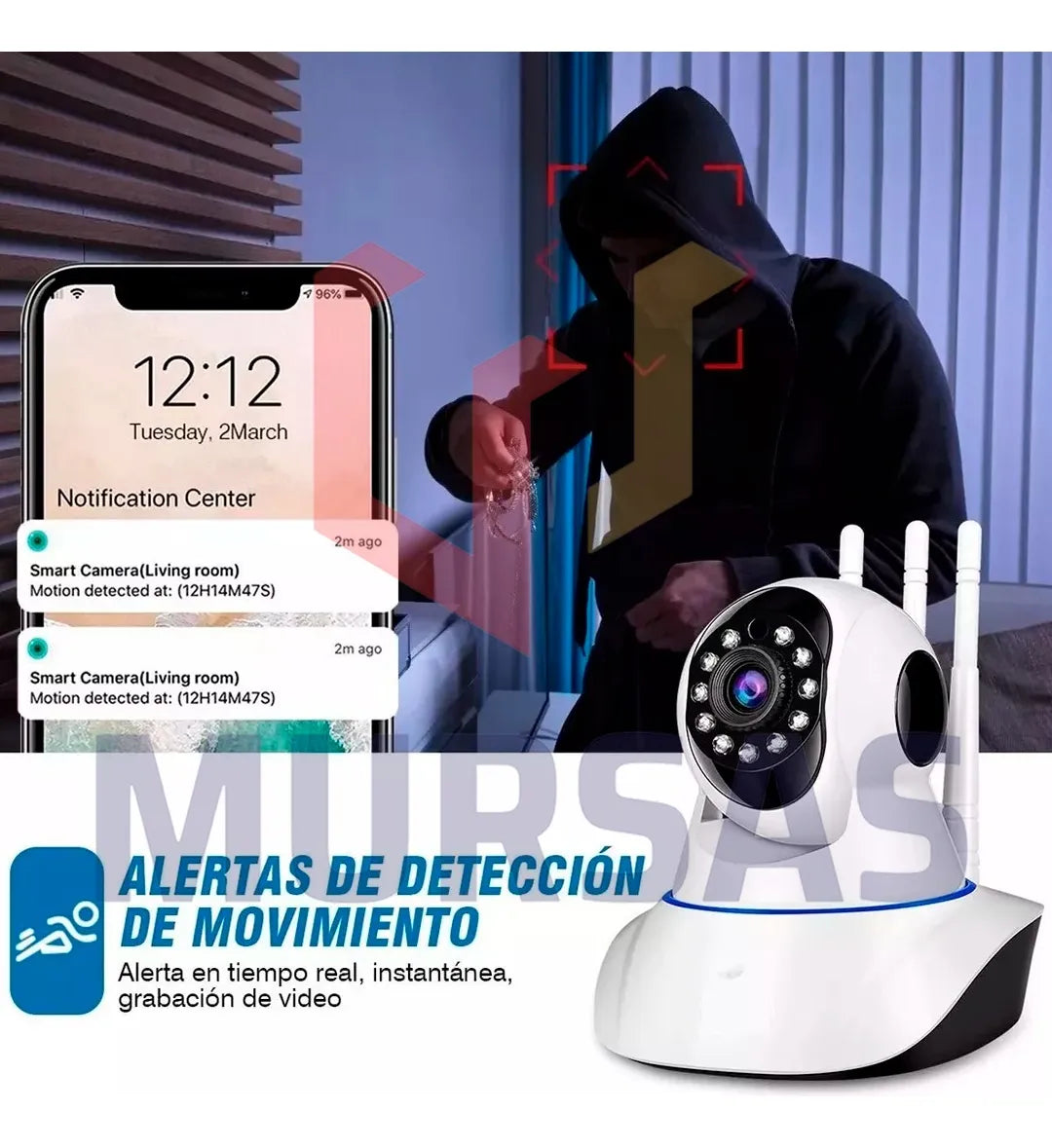 CAMARA DE SEGURIDAD WIFI  3 ANTENAS  ROBÓTICA
